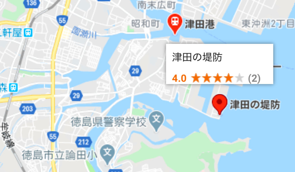 津田の堤防の地図